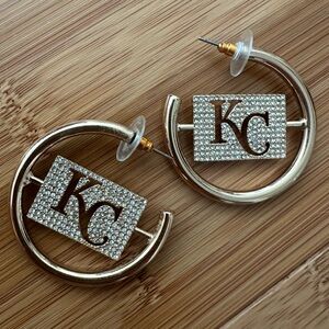 MLB KC Royals Gold and Pave Hoops
